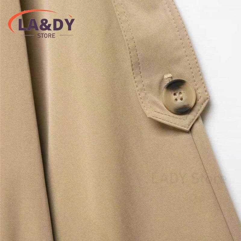 Short Trench Coats Women's Autumn New Fashion Double-Breasted Long Sleeve Solid Loose Elegance Jacket Outerwear Ladies For 2026