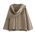 2025 Winter Female Scarf Coat Long Sleeve Knitted Asymmetric Jackets For Women Streetwear Causal Women Coats